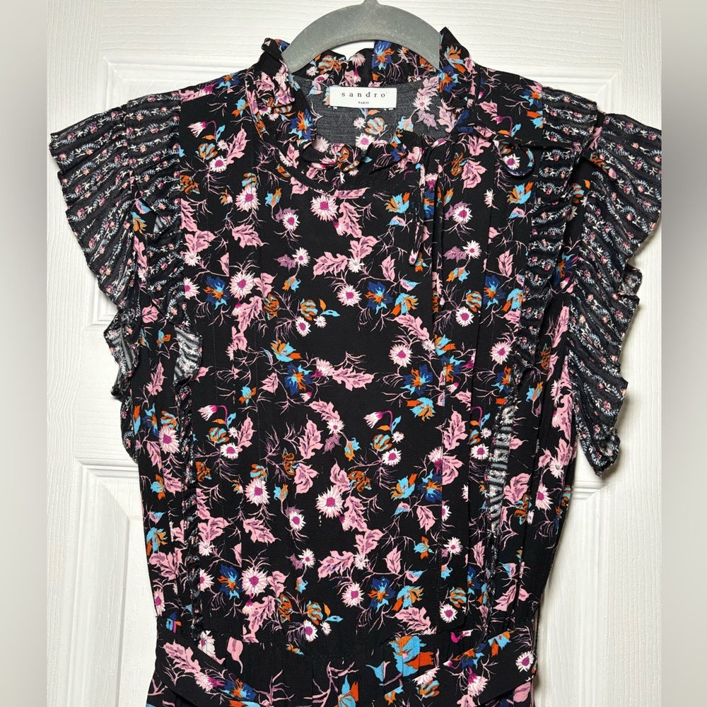 Sandro Bouna Sleeveless Floral-Print Midi Dress - Picture 2 of 10